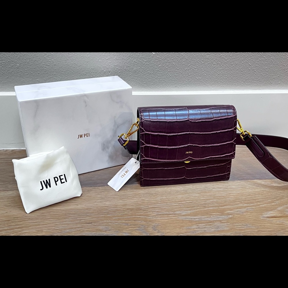JW Pei Mini Flap Bag Brown Croc